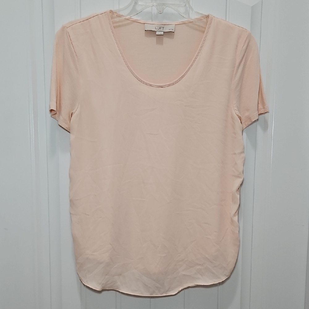 Loft Sheer Overlay Short Sleeve Blouse